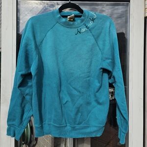 Vintage Nantucket Teal Distressed Sweatshirt - Size Large